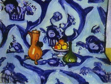 Artworks in 150 Subjects Painting - Blue TableCloth abstract fauvism Henri Matisse modern decor still life